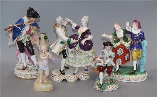 A group of five Continental porcelain figures